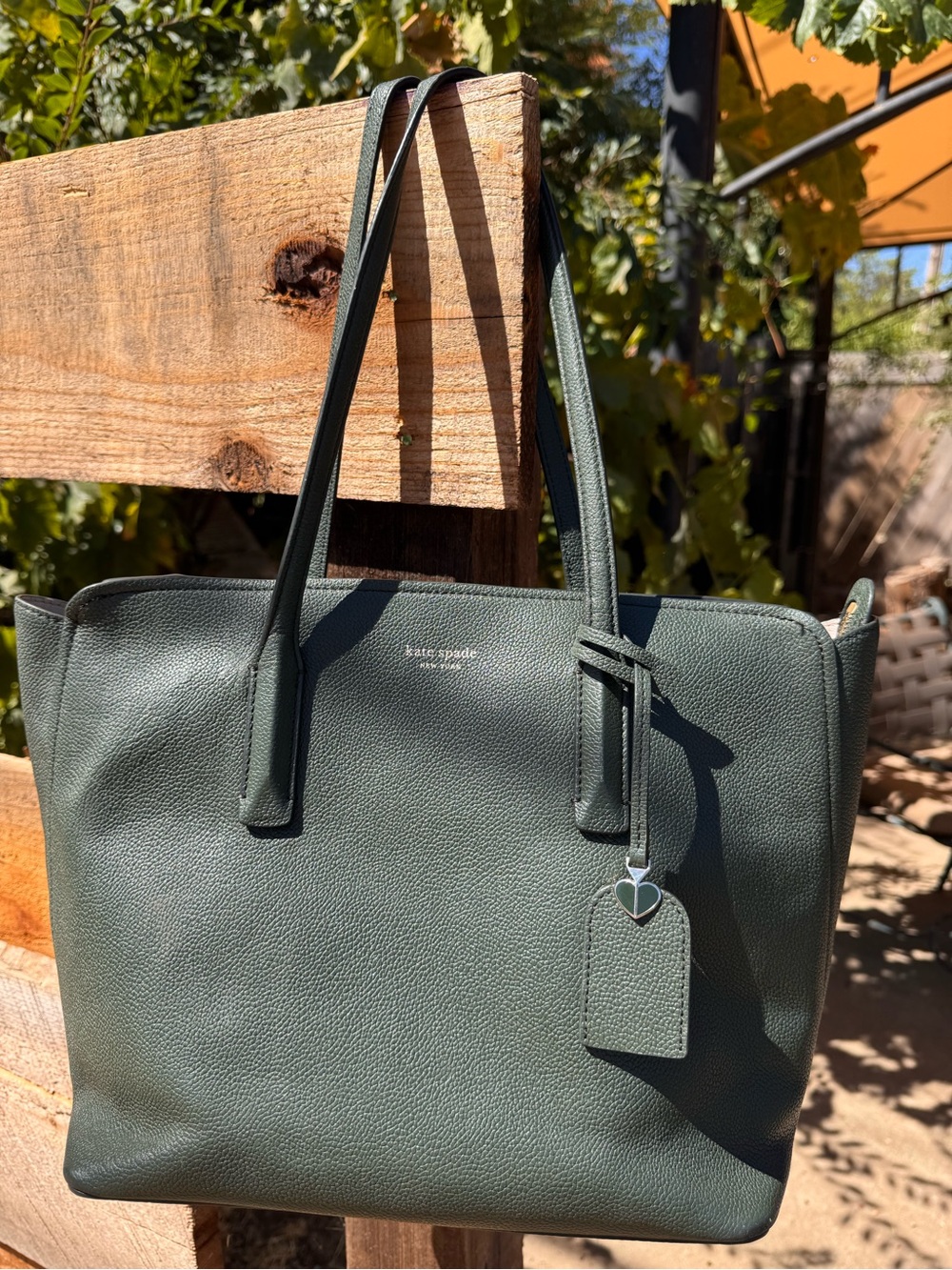 kate spade Forest Green Leather Tote - Picture 4 of 12